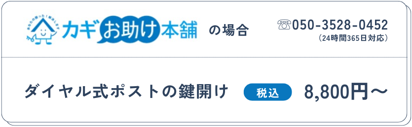 ダイヤル式ポストの鍵開け:8,800円〜